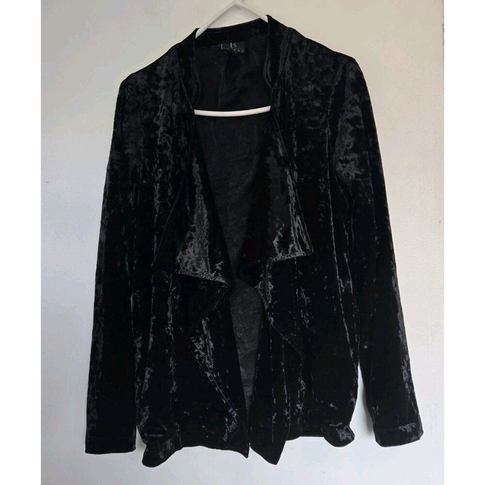 Bobeau Cardigan Womens Blazer S Black Crushed Velvet Goth‎ Witchy Grunge Horror